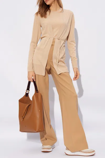 Chloé Pleat-front Trousers In Beige