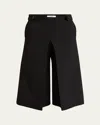 Chloé Pleat Wide-leg Bermuda Shorts In Black