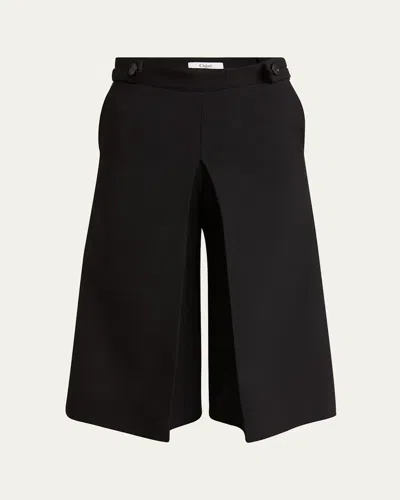 Chloé Pleat Wide-leg Bermuda Shorts In Black