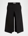 Chloé Pleat Wide-leg Bermuda Shorts In Black