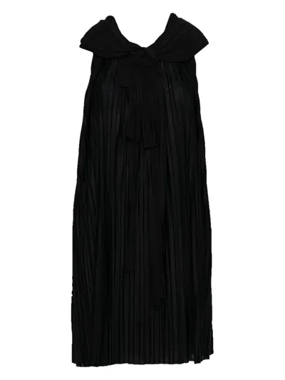 Pre-owned Chloé Pleated Bow Dress In Black