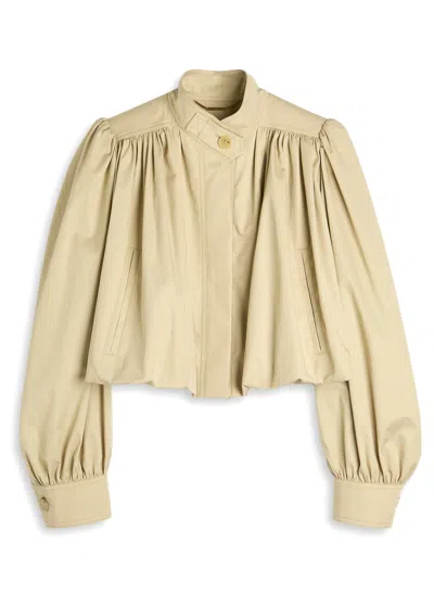 Chloé Chloe Pleated Canvas Cropped Jacket