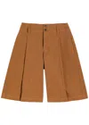 Chloé Chloe' Women Shorts Bermuda Wide Leg And High Waist In Cotton In Brown