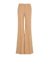 Chloé Beige Flared Pants With Asymmetric Hem In Grain De Poudre Wool Woman In Nude