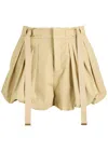 Chloé Balloon Cotton Shorts With Lateral Adjustable Straps In Beige