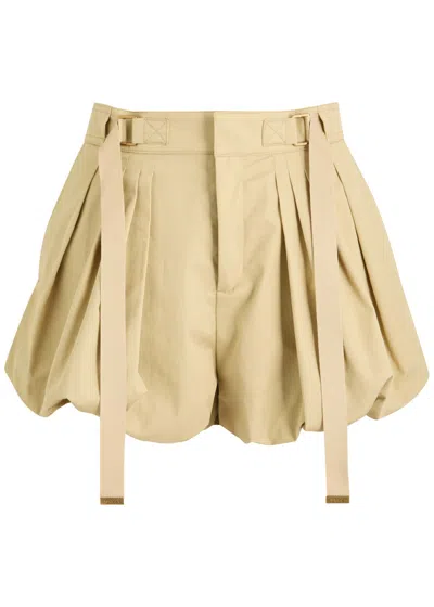 CHLOÉ CHLOE PLEATED COTTON-POPLIN SHORTS