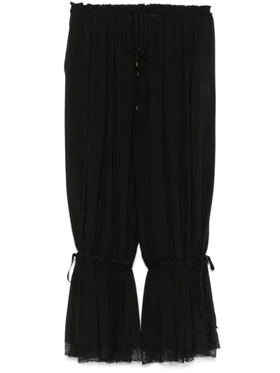 Chloé Drawstring Lace-trim Cropped Pants In Black