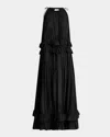Chloé Pleated Drawstring Sleeveless Maxi Dress In Black