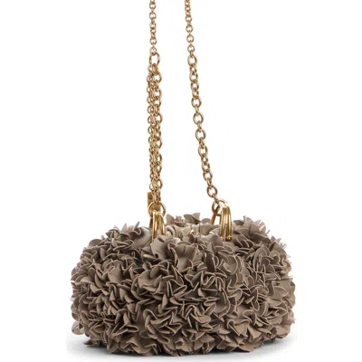Chloé Pleated Flower Leather Crossbody Bag In Gray