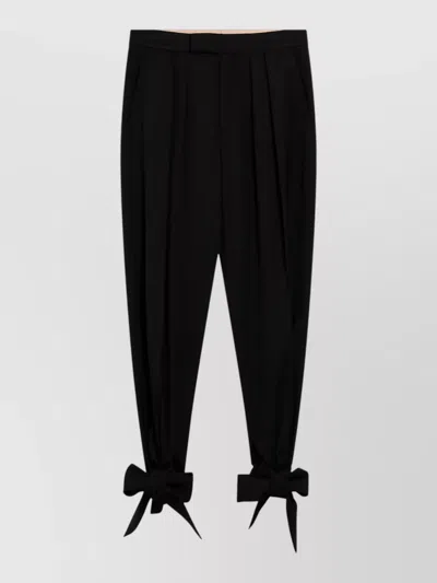 Chloé Pleated Front Pants Bow Detail Pockets In Black