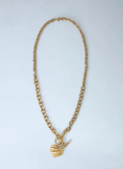 Chloé Pleated Heart Necklace In White