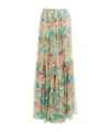 Chloé Pleated Tiered Floral-print Silk-chiffon Maxi Skirt In Multicolor