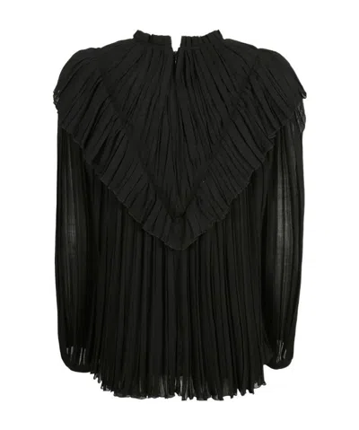 Chloé Pleated Lotus Leaf Blouse In Black