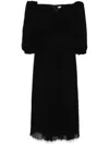 Chloé Off-shoulder Virgin Wool Midi Dress In Black