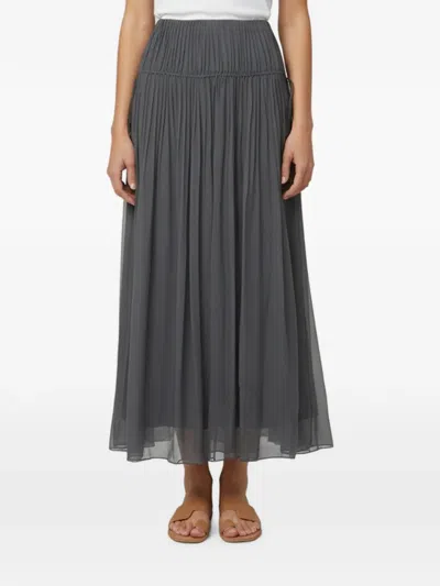 Pre-owned Chloé Pleated Maxi Skirt In Gray