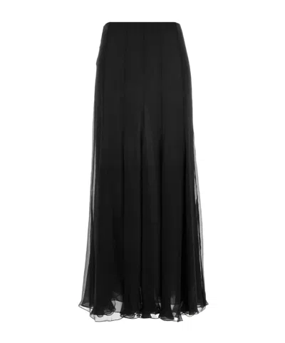 Chloé Pleated Midi Skirt In Black
