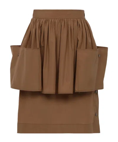 Chloé Pleated Midi Skirt In Brown