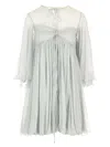 Chloé Pleated Mini Dress In Silk Mousseline In Gray