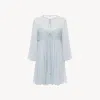 Chloé Pleated Mini Dress In Silk Mousseline In Multi