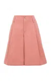 Chloé Pleated Organic Cotton Canvas Shorts In Pink