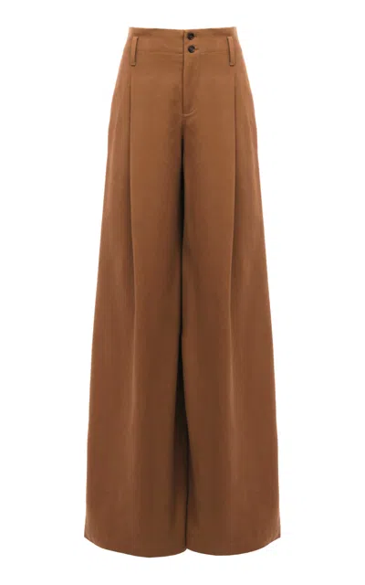 CHLOÉ PLEATED ORGANIC COTTON CANVAS WIDE-LEG PANTS