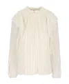 Chloé Lace-trimmed Ruffled Silk Blouse In White