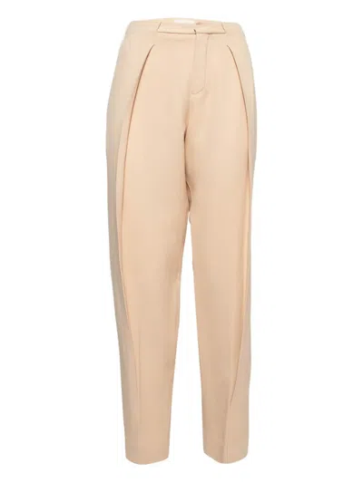 Pre-owned Chloé Pleated Side-stripe Trousers In Neutral
