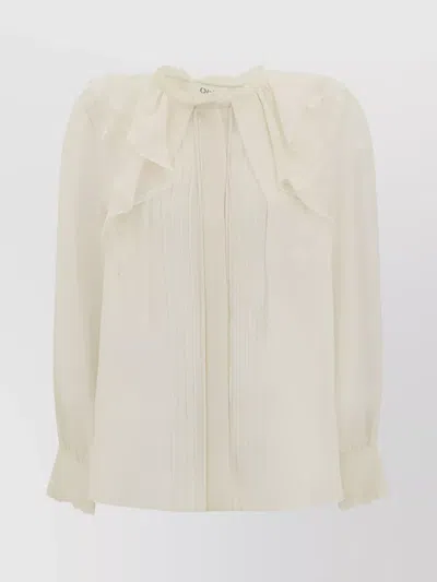 CHLOÉ PLEATED SILK BLOUSE RUFFLES