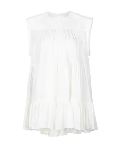 Chloé Pleated Silk Blouse In White