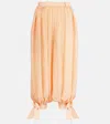 Chloé Fluid Pleated Trousers In Silk Charmeuse Pink Size 14 100% Silk In Pink