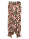 Chloé Pleated Cropped Floral-print Silk-charmeuse Wide-leg Pants In Multi