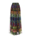 Chloé Multicolor Pleated Silk Maxi Skirt In Green