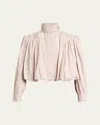 Chloé Pleated Sleeve Gathered Shoulders Jacket In Peach Blush