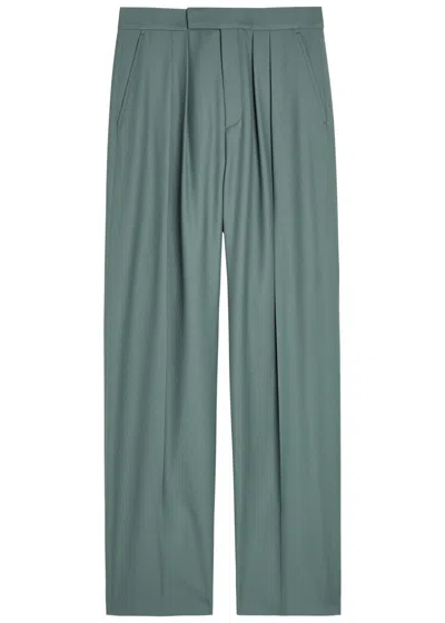 Chloé Chloe Pleated Straight-leg Wool Trousers In Gray