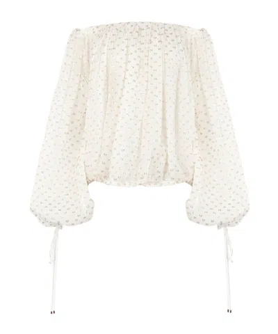 CHLOÉ CHLOÉ GATHERED OFF-THE-SHOULDER TOP
