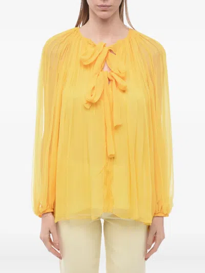 Chloé Pleated Tie-neck Blouse