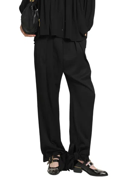 Chloé Pleated Tie-hem Pants In Black