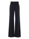 Chloé Flared Wool Trousers Asymmetrical Hems In Blue