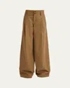 Chloé Garment Dye Organic Cotton Canvas Wide Leg Pants In Brown