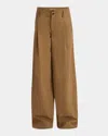 Chloé Garment Dye Organic Cotton Canvas Wide Leg Pants In Brown