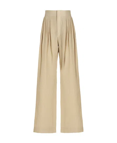 Chloé Pleated Wide-leg Pants In Brown