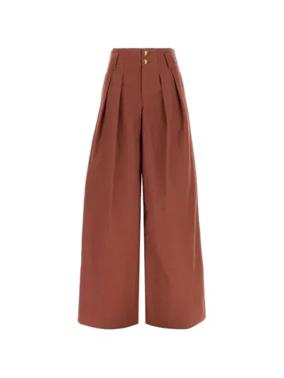Chloé Pleated Wide-leg Trousers In Brown
