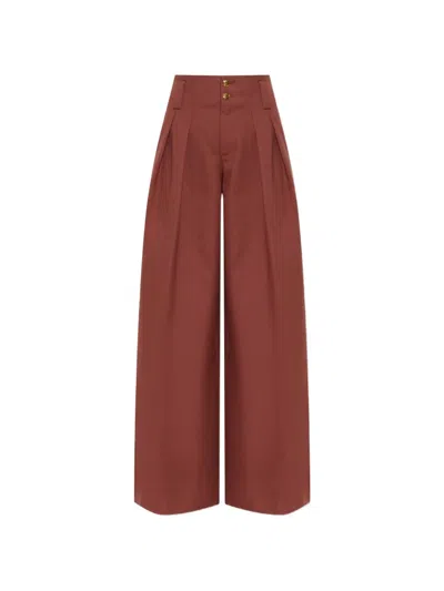 Chloé Wide Leg Casual Pants In Burgundy