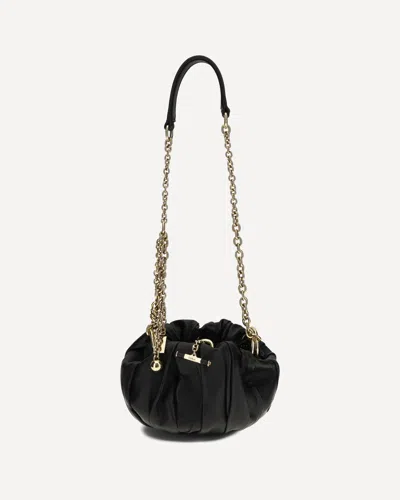 Chloé Borsa A Spalla Plissé Con Catena In Pelle Plissettata In Black