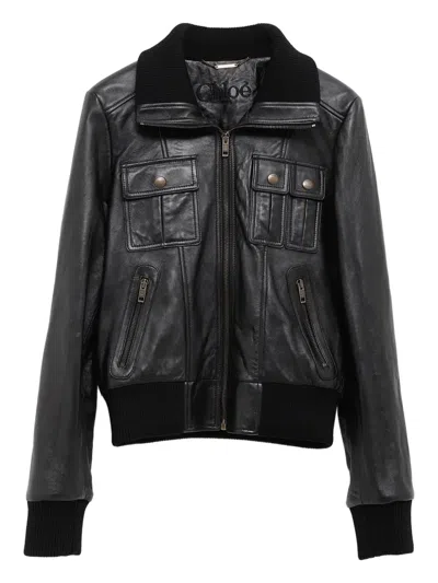 Chloé Pocket-detailed Bomber Jacket In Black