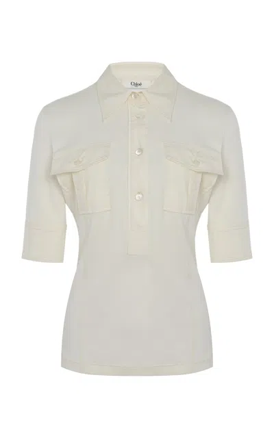 Chloé Utility-style Polo Shirt In Beige