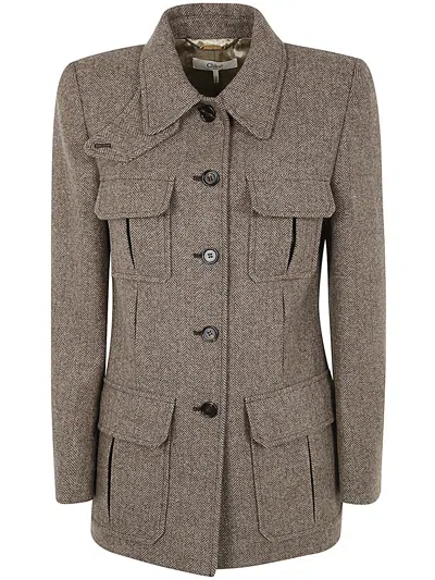 Chloé Long Officer Jacket In Brown