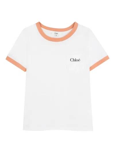 Chloé Chloe Kids Logo Cotton Jersey T-shirt In White