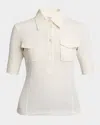 Chloé Off-white Short-sleeve Utilitarian Polo In 103 Coconut Milk