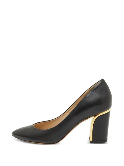 Pre-owned Chloé Pointed Toe Block Heel Pumps In Black